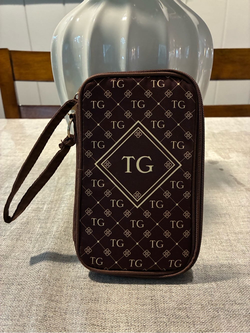 Brown Monogram Wristlet Travel Pouch